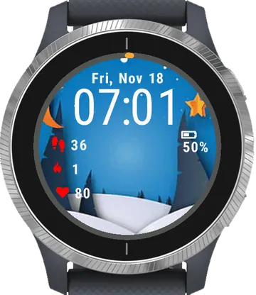 Winter Landscape Forest Garmin watch face preview