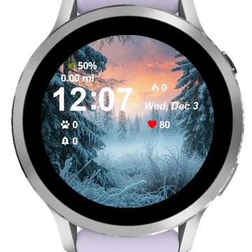 Winter Landscape Snow Tree Garmin watch face preview