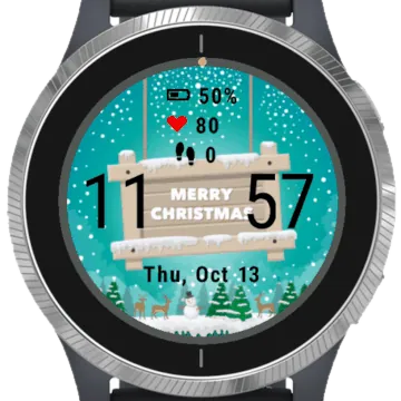 Winter Merry Christmas Garmin watch face preview