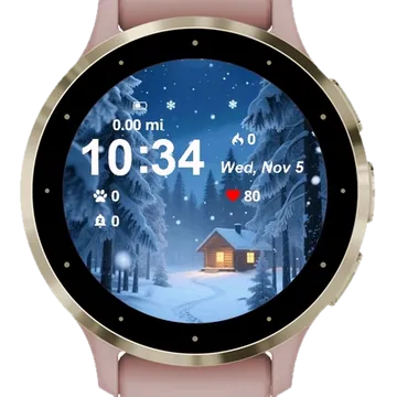 Winter Mountain House Garmin watch face preview