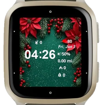 Winter Poinsettia Garmin watch face preview