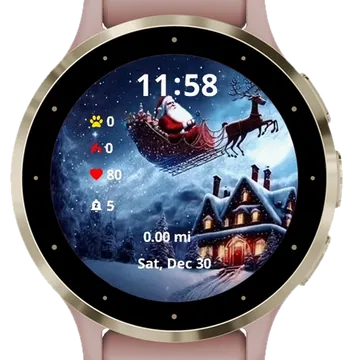 Winter Santa Coming Garmin watch face preview