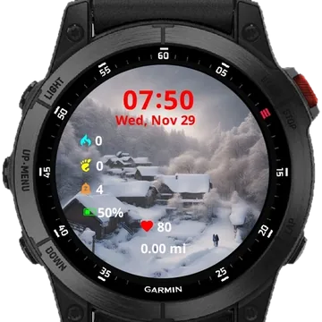 Winter Snow House Garmin watch face preview
