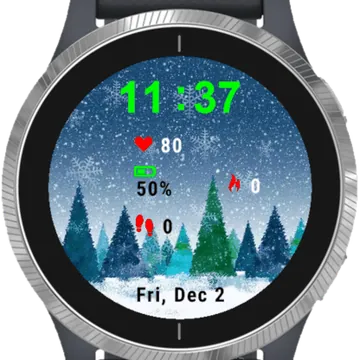 Winter Snow Tree Garmin watch face preview