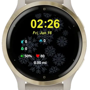 Winter Snowflakes Garmin watch face preview