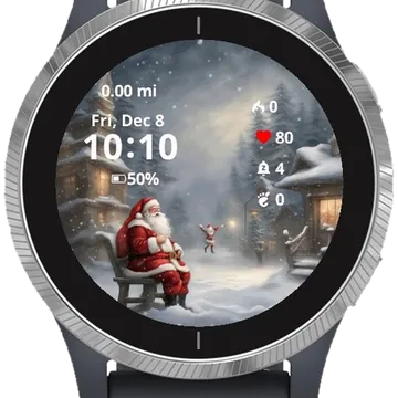 Winter Snowing Santa Garmin watch face preview