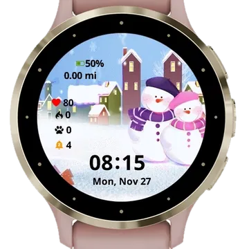 Winter Snowman Garmin watch face preview