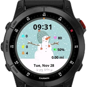 Winter Snowman Garmin watch face preview
