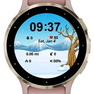 Winter Tree Landscape Garmin watch face preview