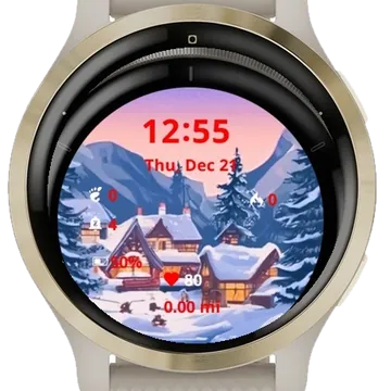 Winter Village Among Garmin watch face preview