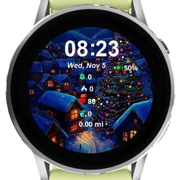 Winter Village Glow Garmin watch face preview