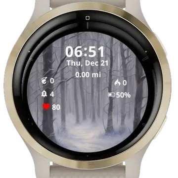 Winter Whispering Woods Garmin watch face preview