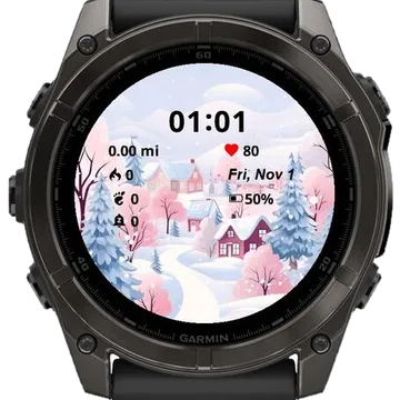 Winter Wonderland Village Garmin watch face preview