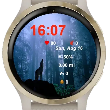 Wolf Standing Rock Woods Garmin watch face preview