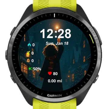 Woman Holding Lantern Snow Garmin watch face preview