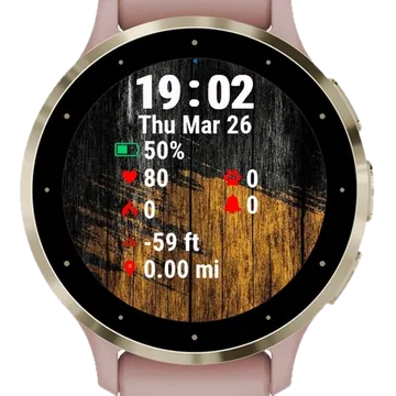 Wood Gold Paint Garmin watch face preview