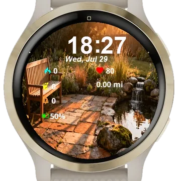 Wooden Bench Sitting Garmin watch face preview