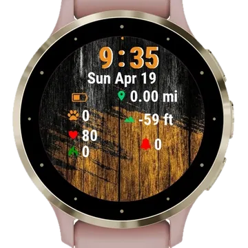 Wooden Black Gold Paint Garmin watch face preview