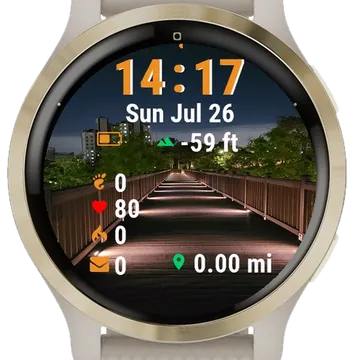 Wooden Bridge Has Lights Sides Garmin watch face preview