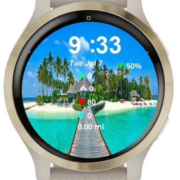Wooden Dock Leading Beach Garmin watch face preview