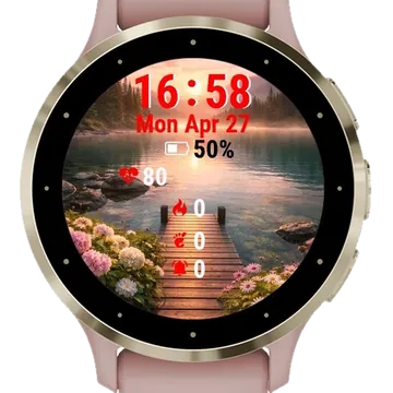 Wooden Dock Garmin watch face preview