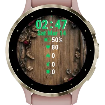 Wooden Frame Roses Garmin watch face preview