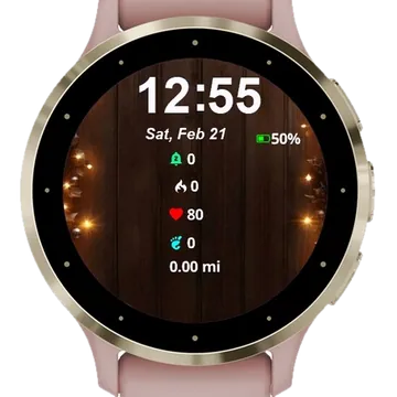 Wooden Light Snow Garmin watch face preview