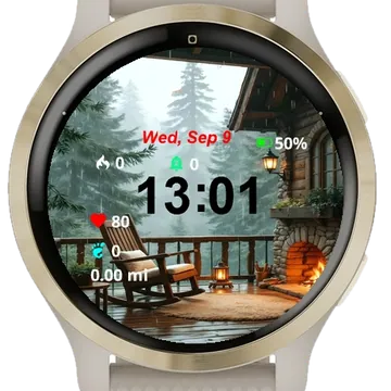 Wooden Rocking Chair Sitting Top Deck Garmin watch face preview