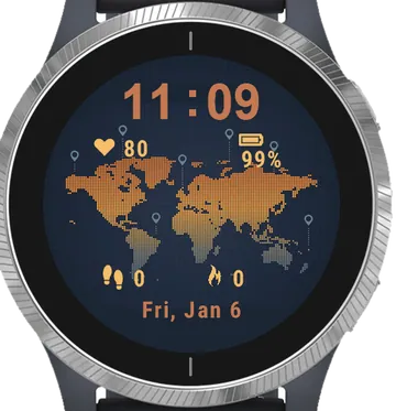 World Map Garmin watch face preview