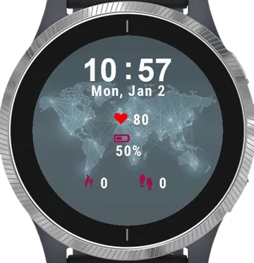 World Map Garmin watch face preview