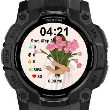 Wrapped in Tulips Garmin watch face preview