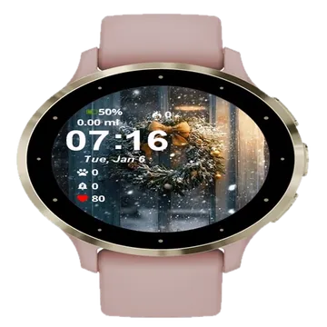 Wreath Door Snow Garmin watch face preview