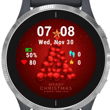Xmas Baubles Red Garmin watch face preview