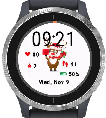 Xmas Reindeer Garmin watch face preview