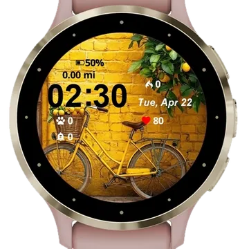 Yellow Bike Garmin watch face preview