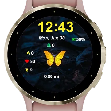 Yellow Butterfly Garmin watch face preview