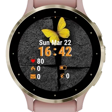 Yellow Butterfly Garmin watch face preview