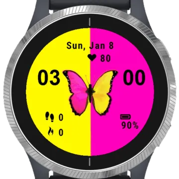 Yellow Butterfly Garmin watch face preview