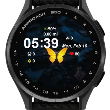 Yellow Butterfly Garmin watch face preview