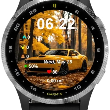 Yellow Dodge Garmin watch face preview
