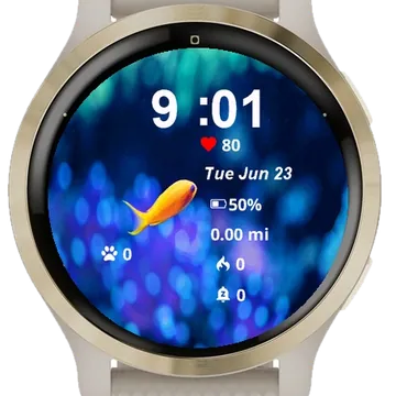 Yellow Fish Swimming Ocean Garmin watch face preview