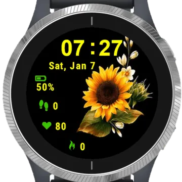 Yellow Flower Garmin watch face preview
