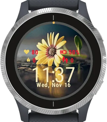 Yellow Flower Garmin watch face preview