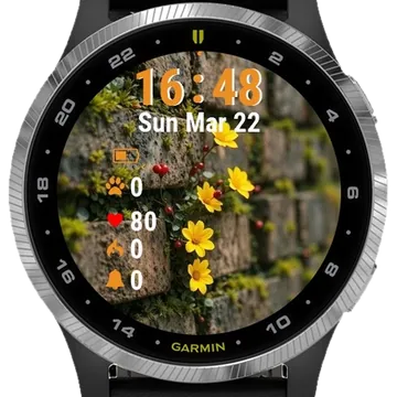 Yellow Flowers Growing Garmin watch face preview