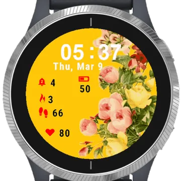 Yellow Flowers Garmin watch face preview