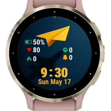 Yellow Paper Airplane Garmin watch face preview