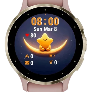 Yellow Star Sitting Moon Garmin watch face preview