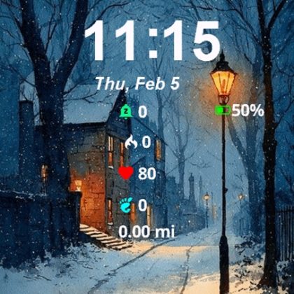 Painting Snowy Street Lamp
