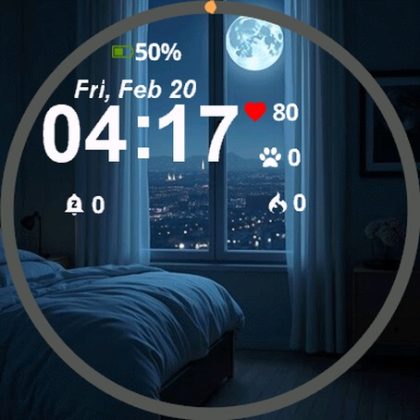 Bed Sitting Bedroom Under Full Moon