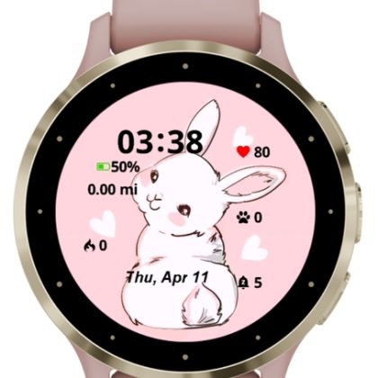 Cute bunny and heart on a pink